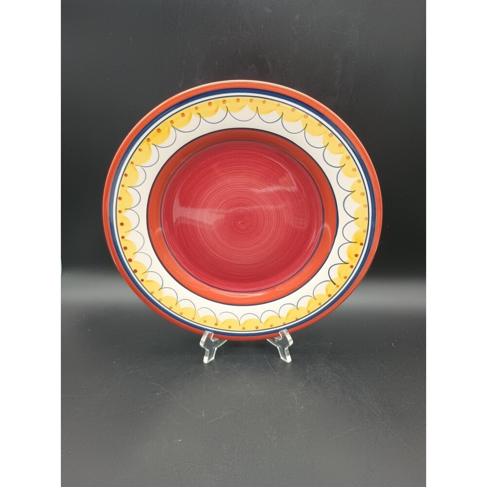Pier1 Earthenware Del Sol Dinner Plate Red Yellow Blue Bands Dots Replacement